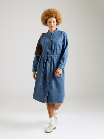 ONLY Carmakoma - Vestido camisero en azul: frente