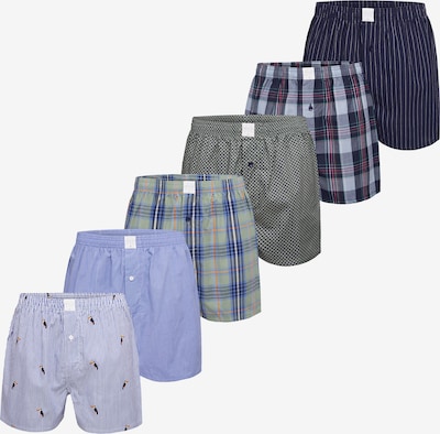 MG-1 Boxershorts 'Classics' in navy / hellblau / khaki / weiß, Produktansicht