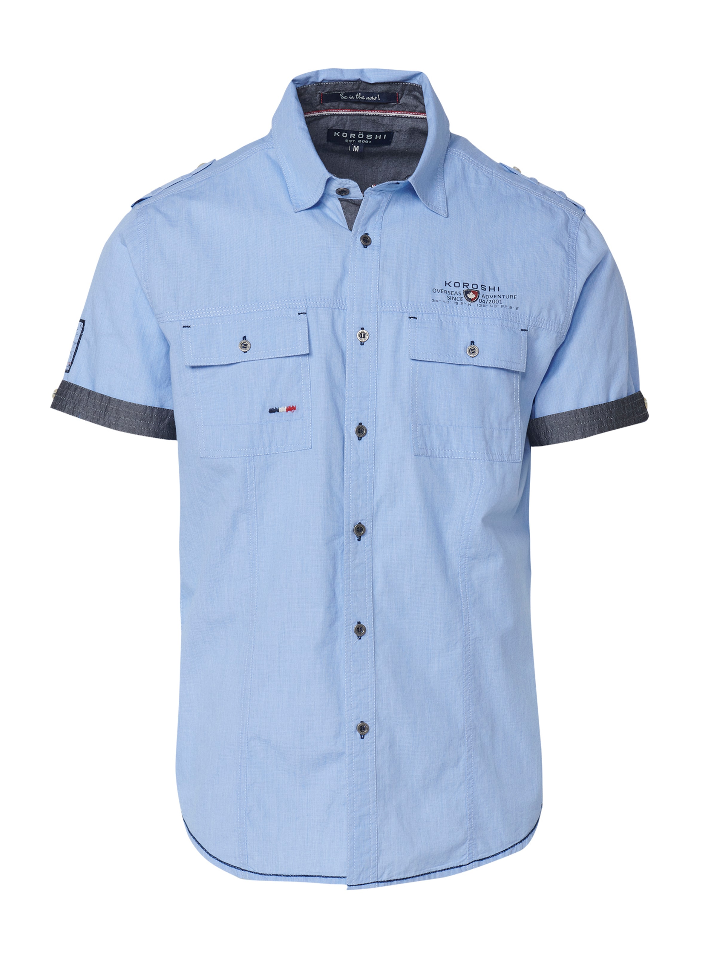 KOROSHI Regular Fit Hemd in Blau: Vorderseite