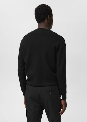 MANGO MAN Knit Cardigan 'Luxusc' in Black