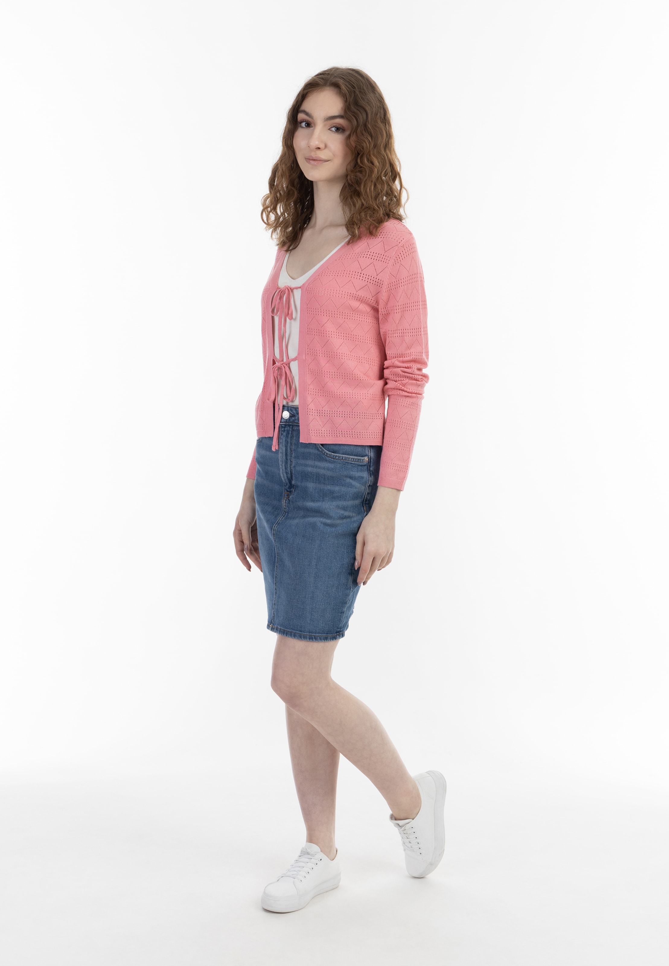 Cardigan swirly en rose