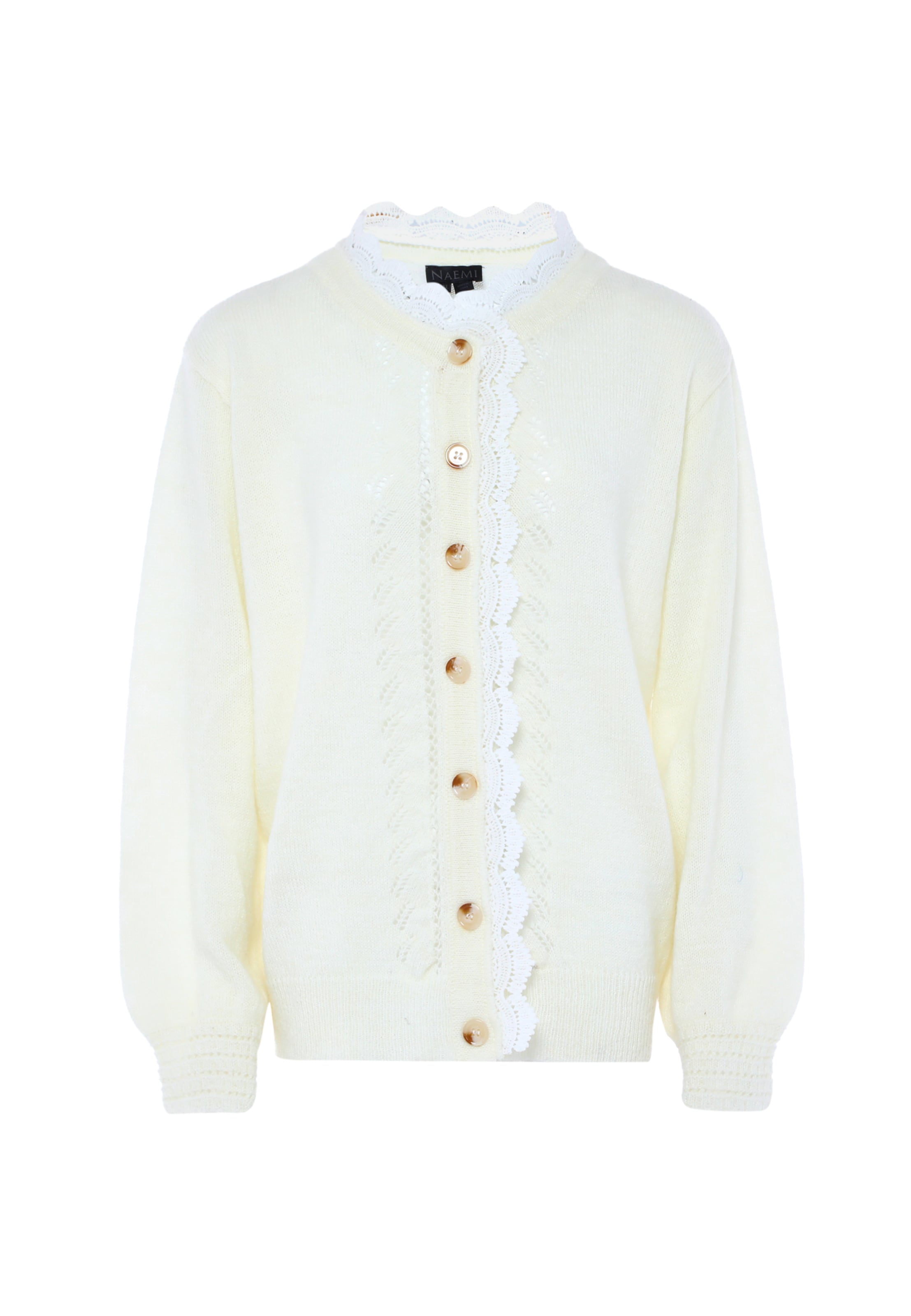 NAEMI Knit cardigan in White: front