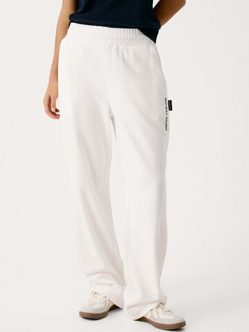 Wide leg Pantaloni di Red Bull Racing x Pepe Jeans in bianco: frontale
