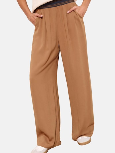 Pantaloni con pieghe Friends Like These di colore cognac / nero, Visualizzazione prodotti