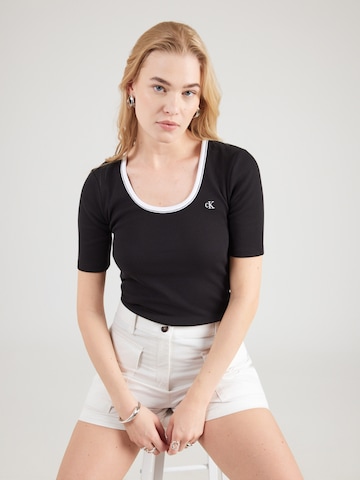 Tricou de la Calvin Klein Jeans pe negru: față