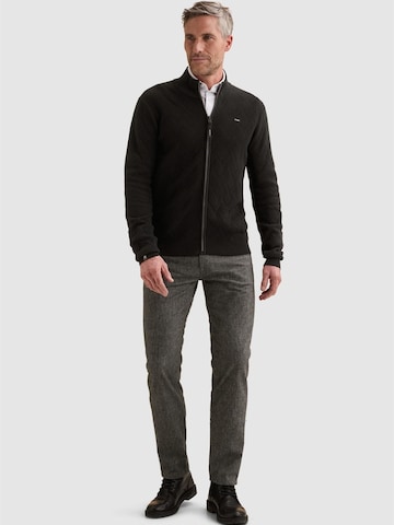 VANGUARD Gebreid vest 'Bonded cotton cardigan with allover textured pattern' in Zwart