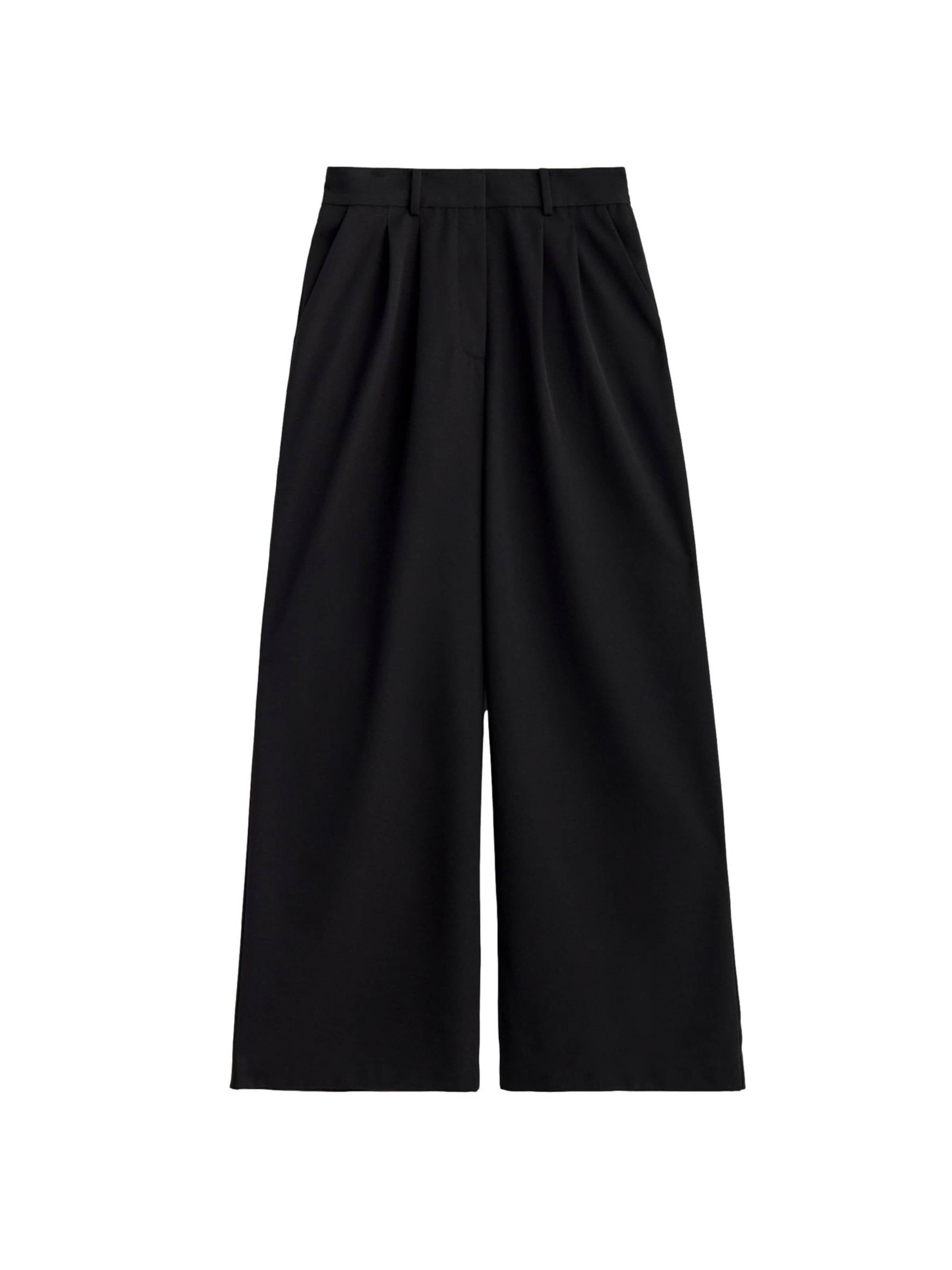 Wide leg Pantaloni con pieghe di Bhoem in nero: frontale