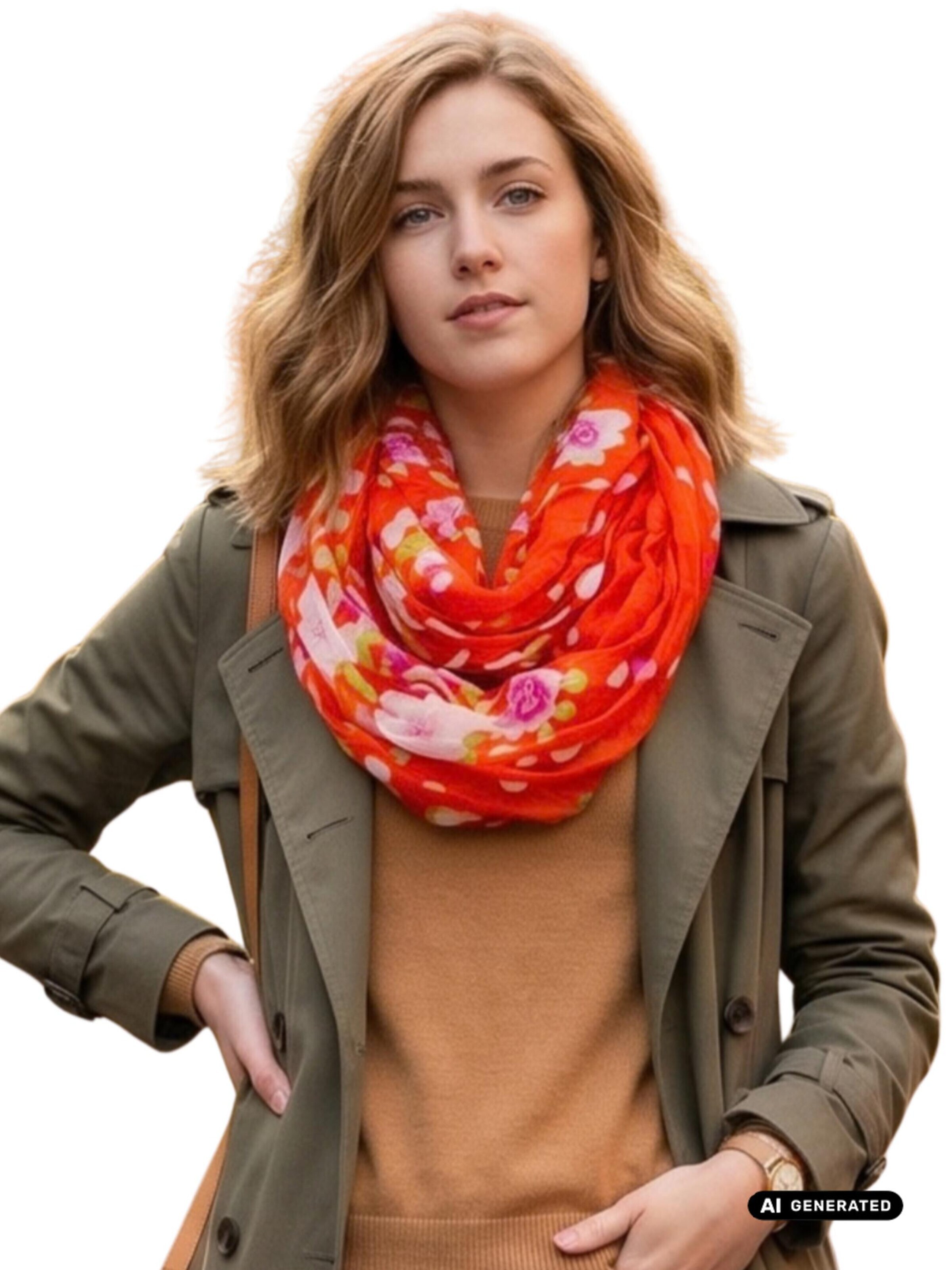 AvaMia Tube Scarf 'Schlauschal Blume' in Orange: front