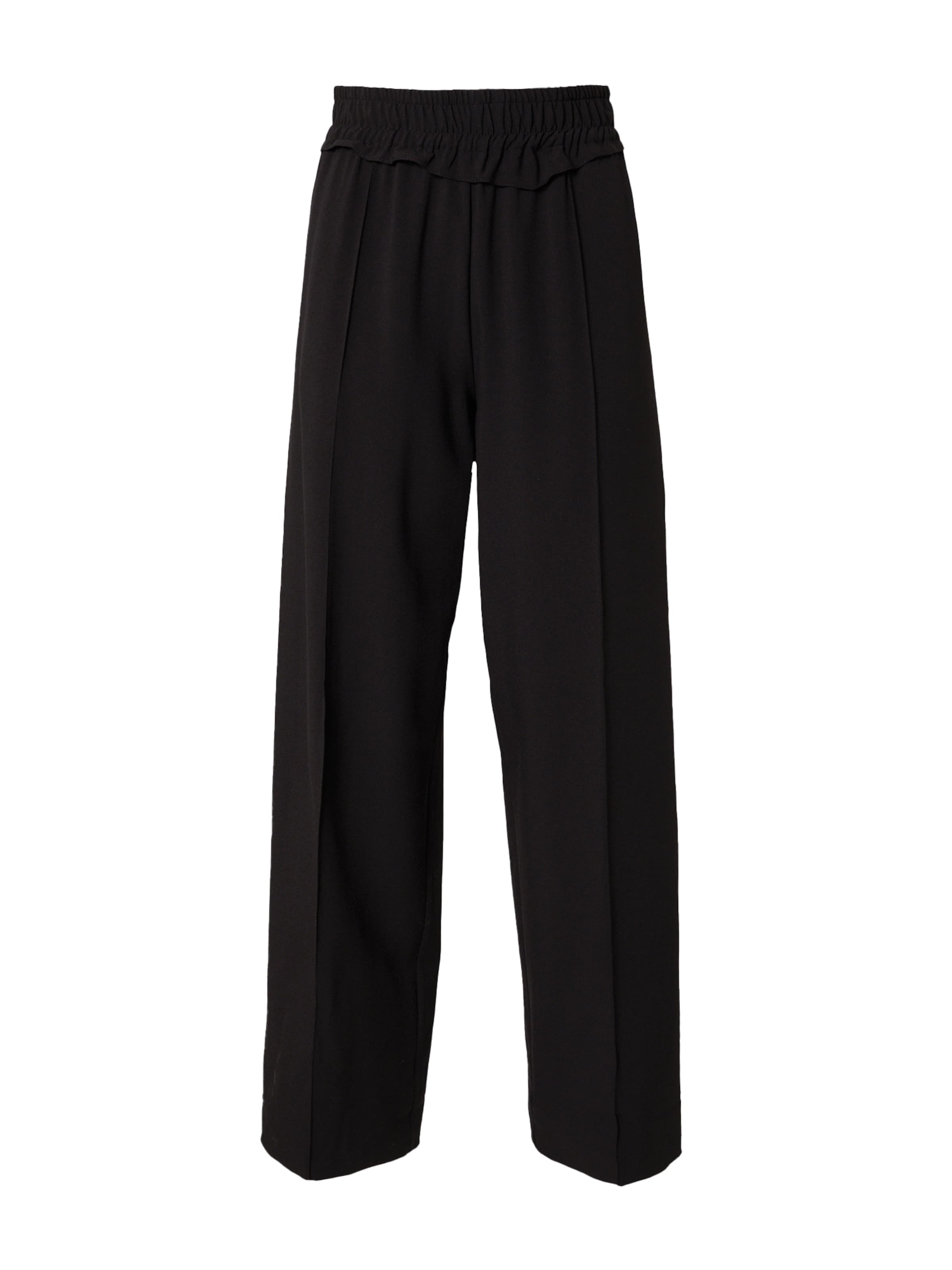 TOPSHOP - Regular Calças com vincos em preto: frente