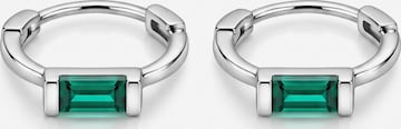 Kamakula Earrings 'Green Baguette' in Silver: front