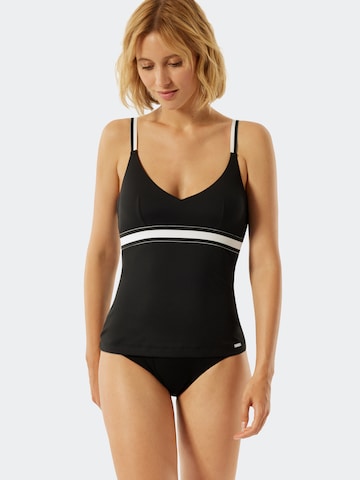 SCHIESSER Triangle Tankini 'Californian Dream' in Black: front