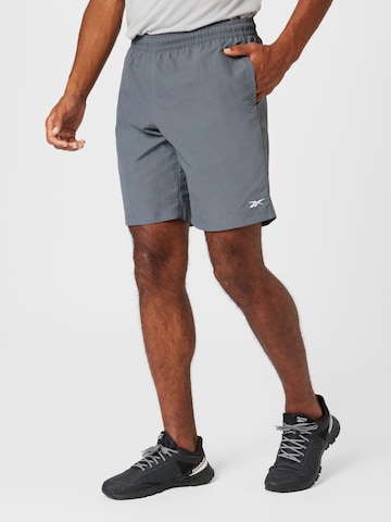 Reebok Regular Workout Pants in Grey: front