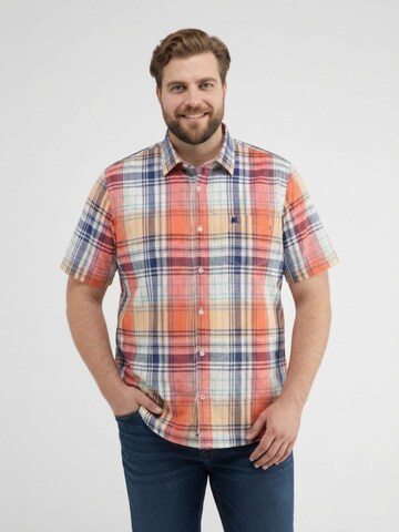 LERROS Regular Fit Kariertes Kurzarmhemd in großen Größen in Weiß: Vorderseite