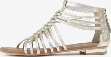 BRONX Sandalen met riem 'New-Alys' in Goud: voorkant