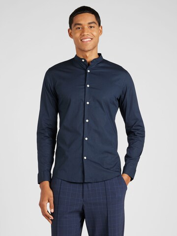 Lindbergh Slim Fit Hemd 'Manderin' in Blau: predná strana