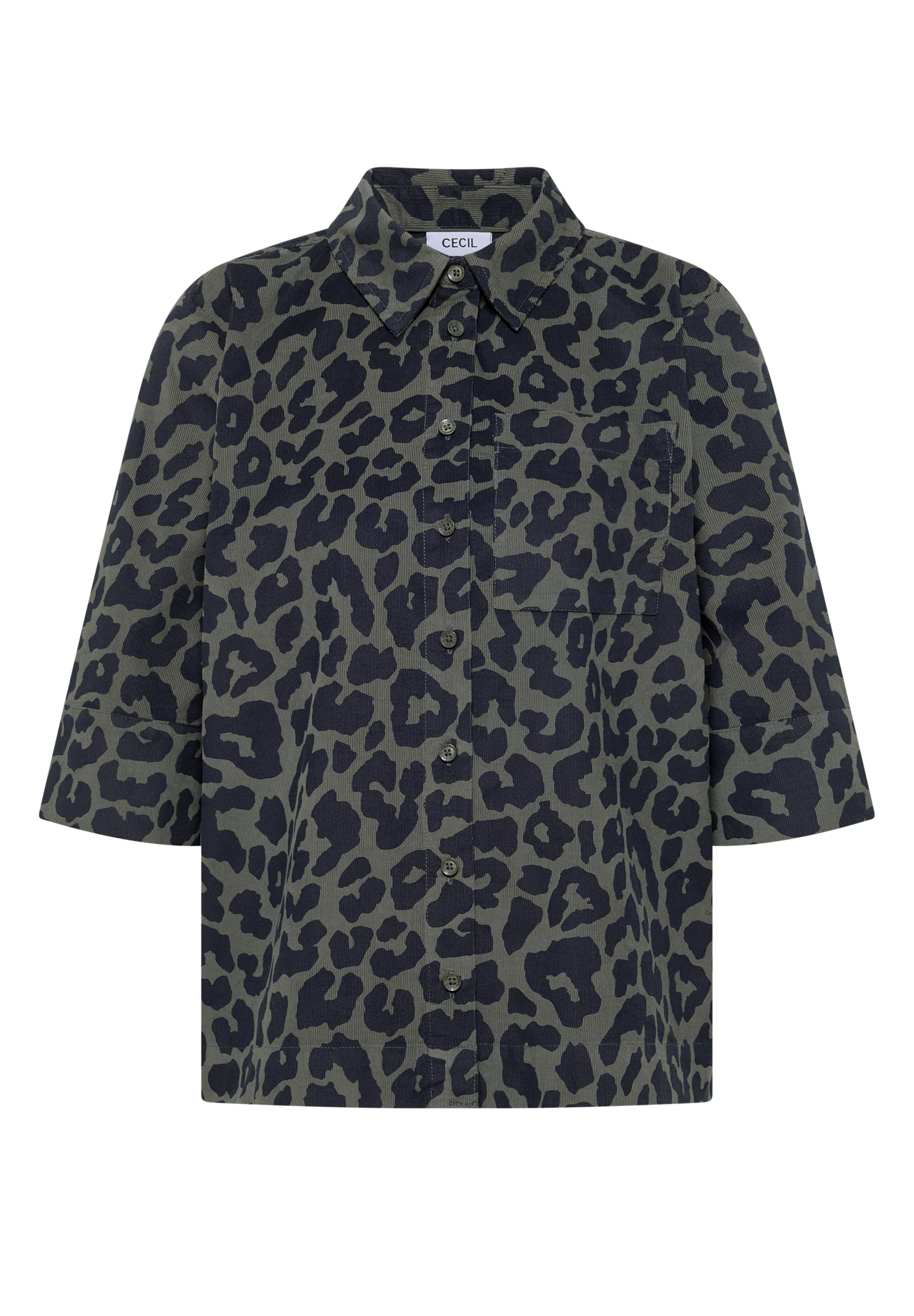 CECIL Bluse in L in dunkelgrün / schwarz, Produktansicht