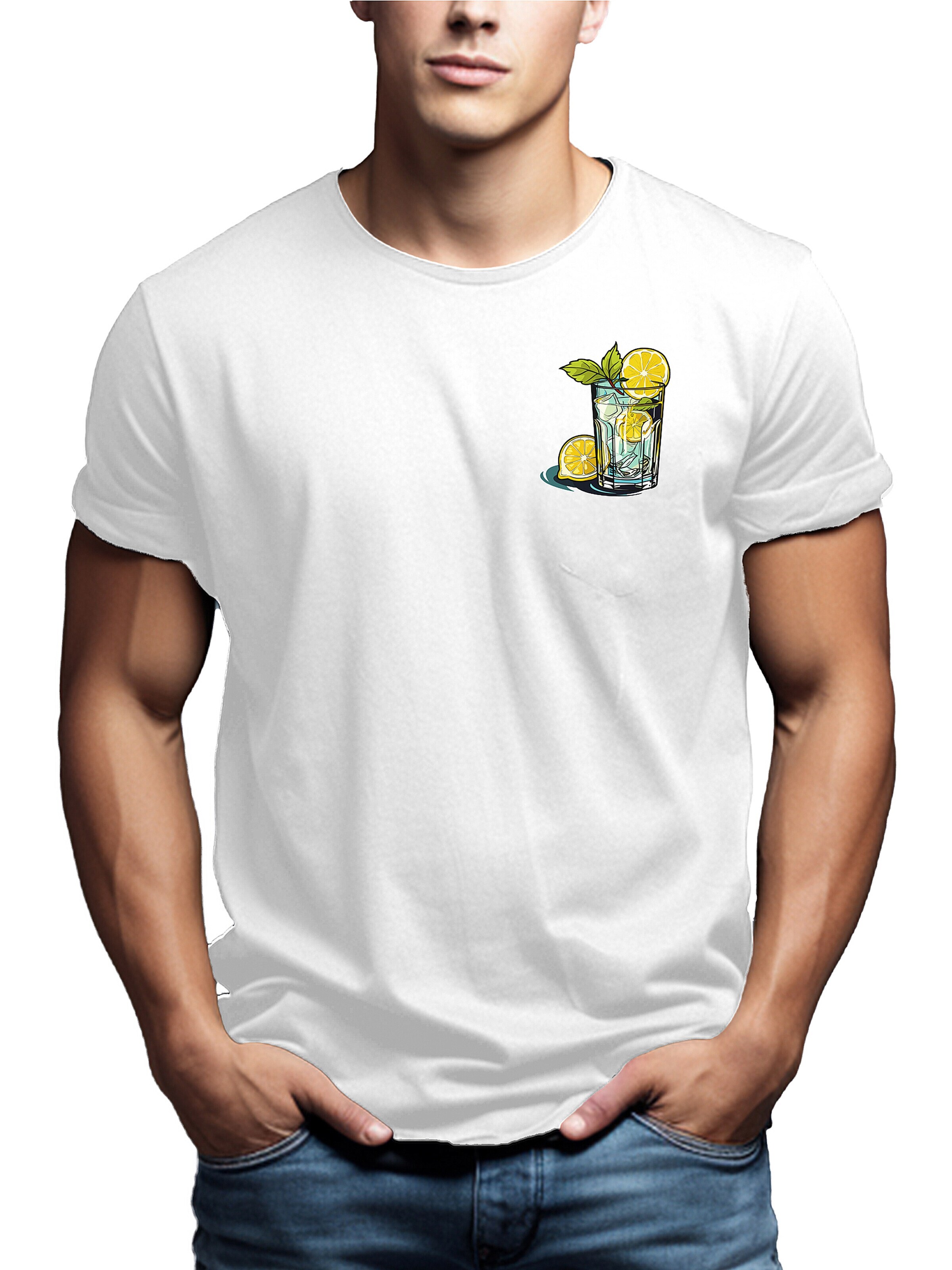 MAKAYA Shirt 'Gin Tonic' in White