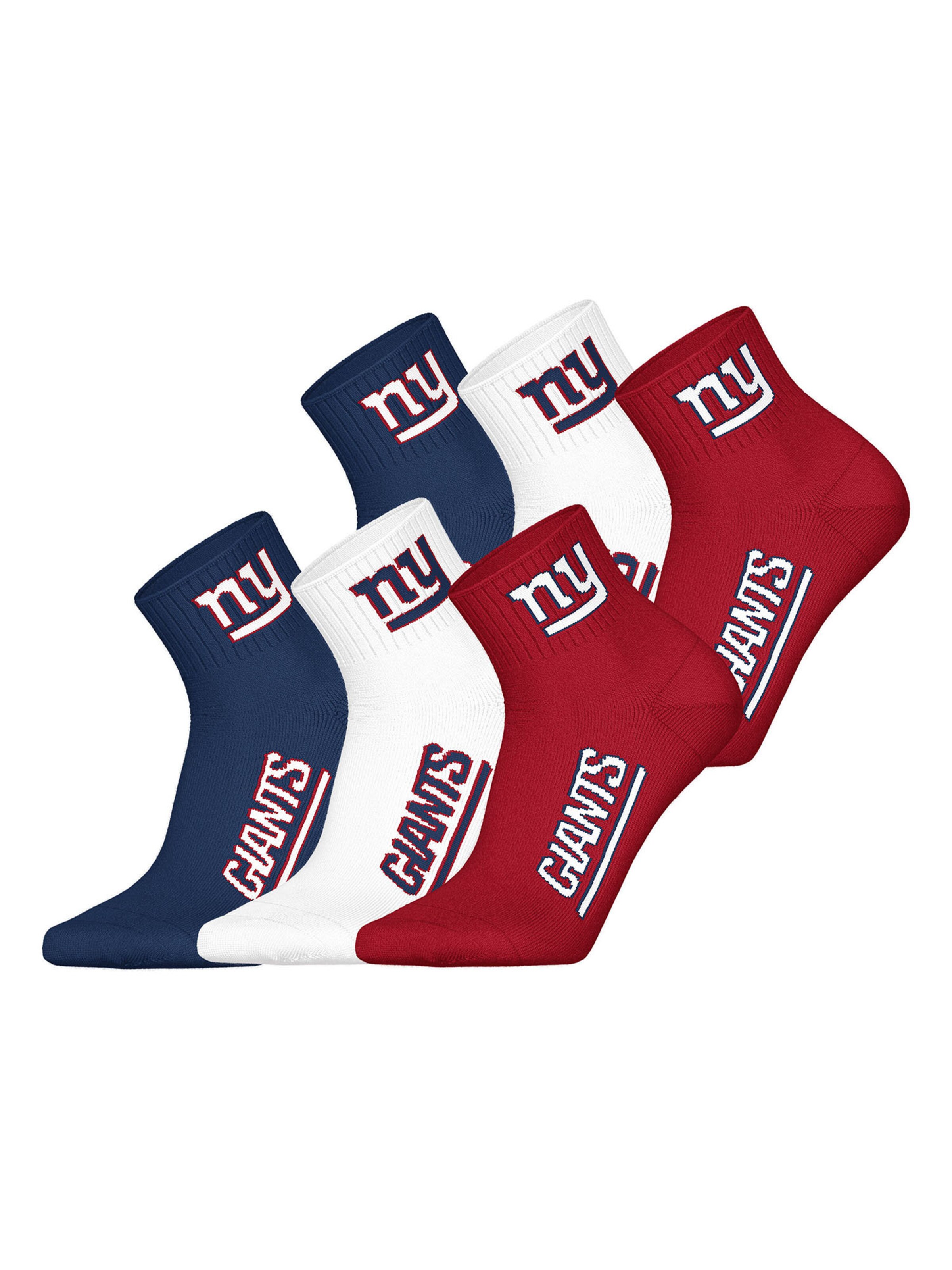 Huddle Chaussettes 'NY Giants Quarter' en bleu foncé / rouge vif / blanc, Vue avec produit