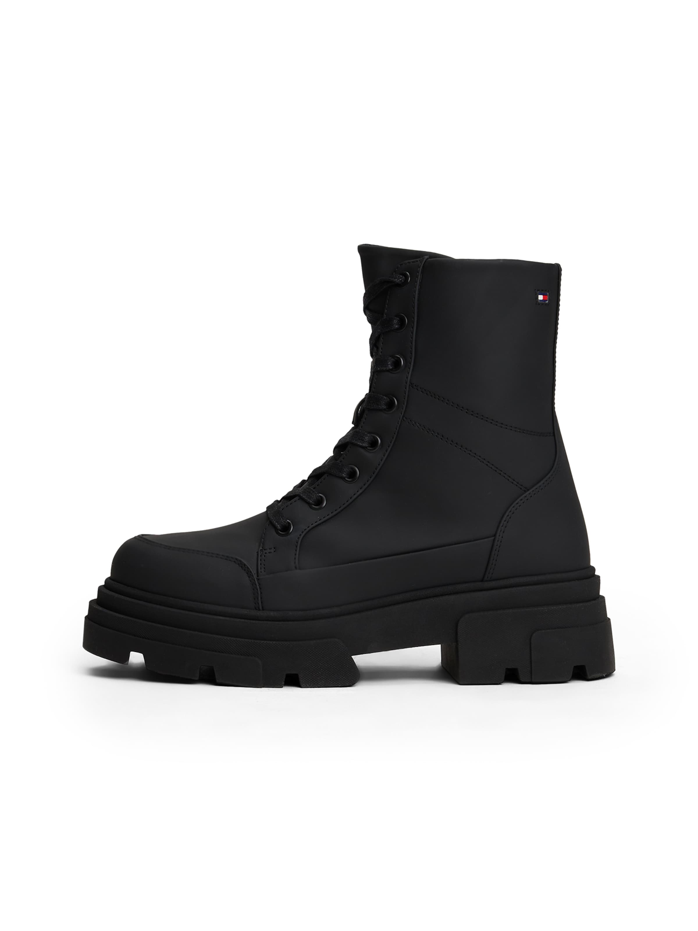 TOMMY HILFIGER Šnurovacie členkové čižmy - Čierna: predná strana