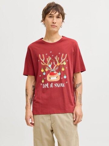 JACK & JONES Shirt 'X-Mas' in Red: front