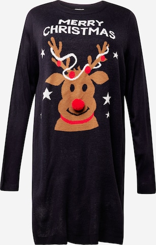 ONLY Carmakoma - Vestido de punto 'XMAS DEER' en azul: frente