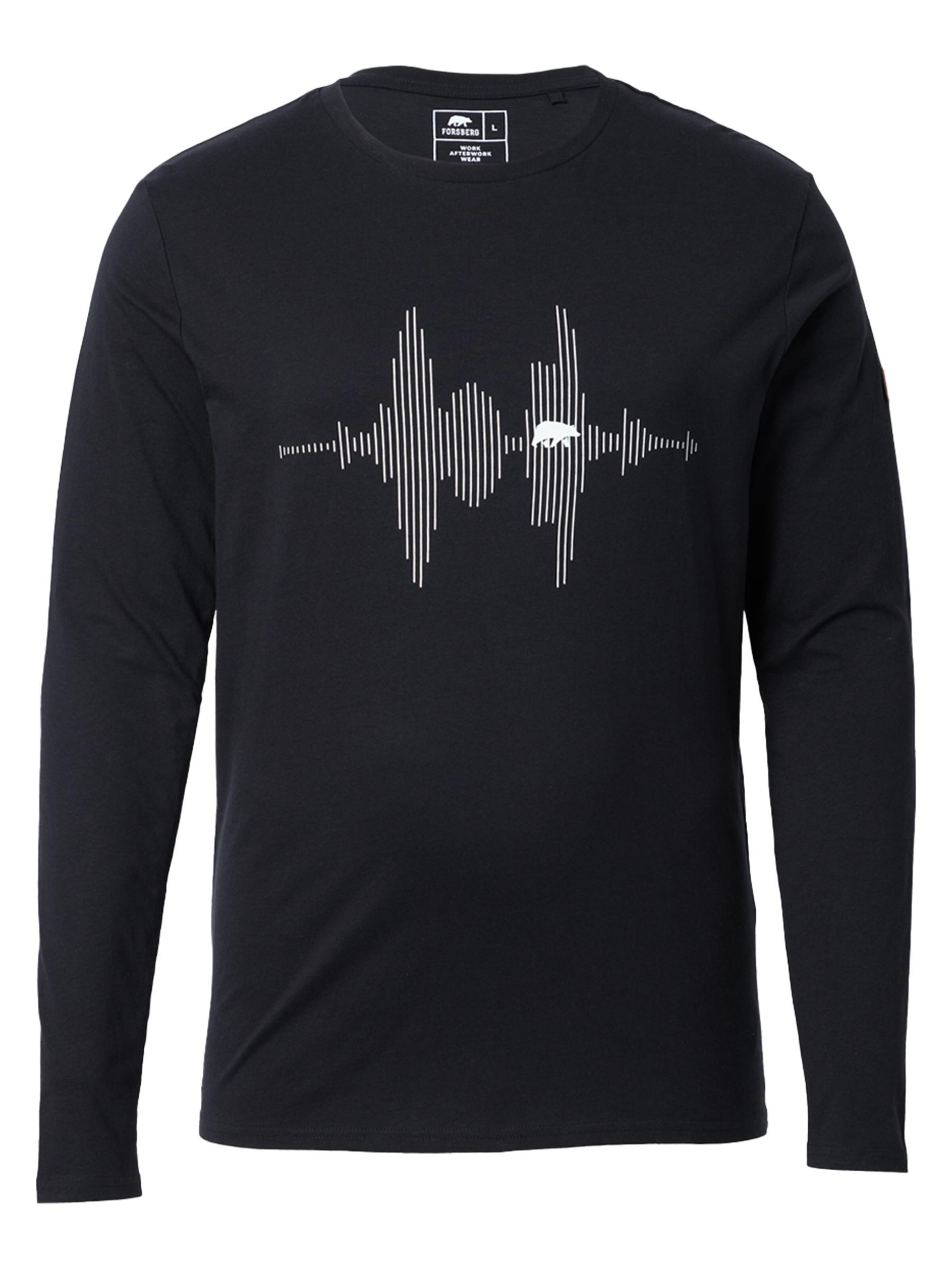 FORSBERG Sweatshirt 'Longsleeve mit Audiowelle' in Black: front