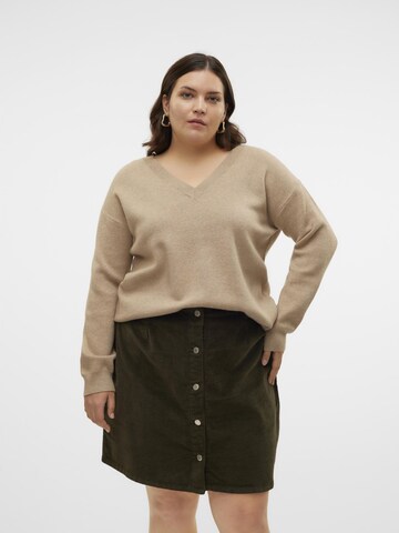 Vero Moda Curve Trui 'VMCGOLD' in Bruin: voorkant