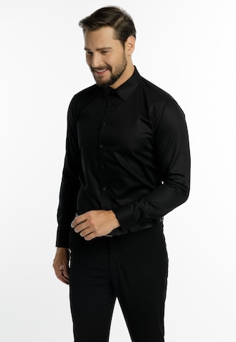 DreiMaster Klassik Regular Fit Hemd in Schwarz
