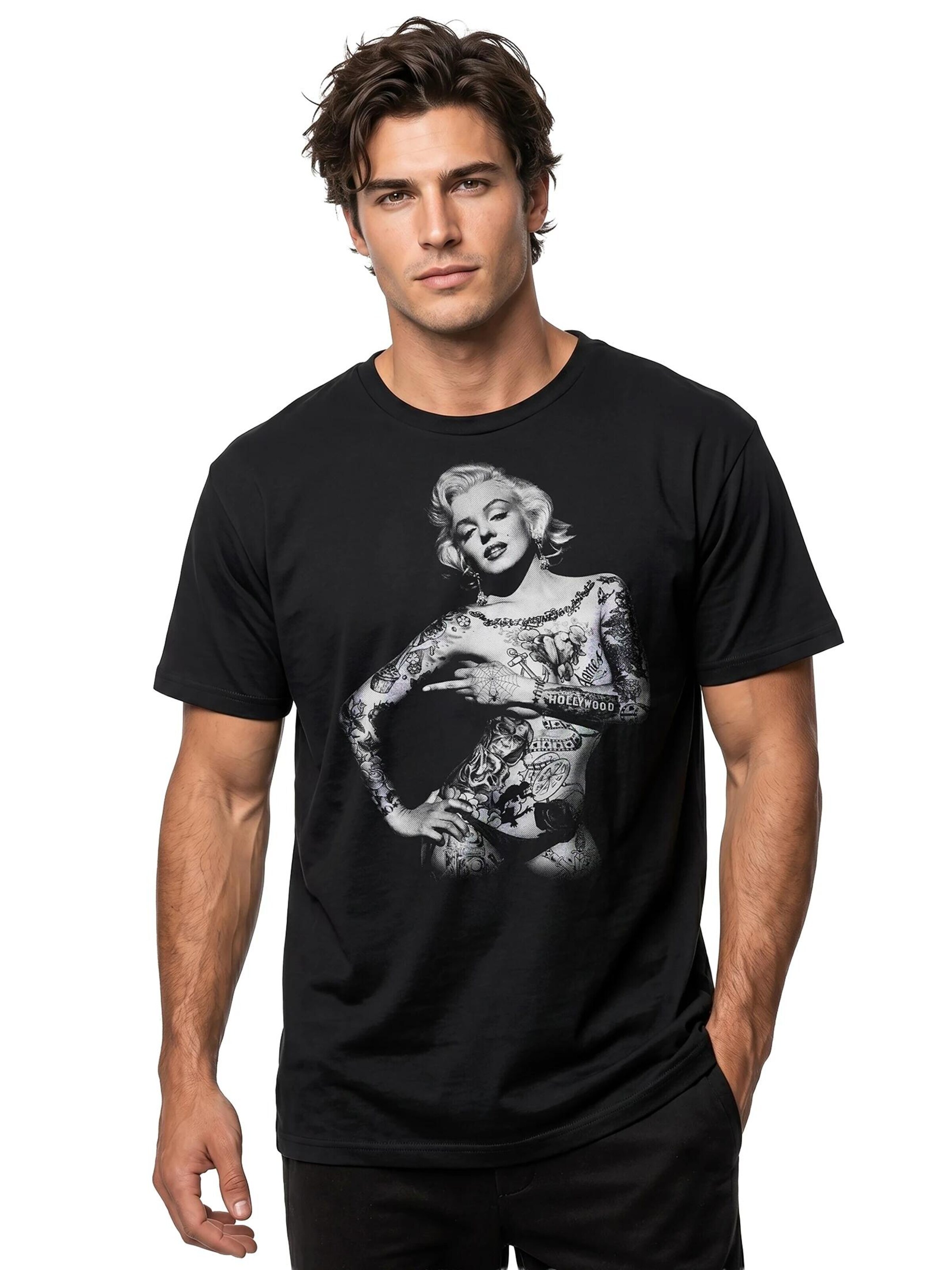MAKAYA Shirt 'Marilyn Tattoo' in Black