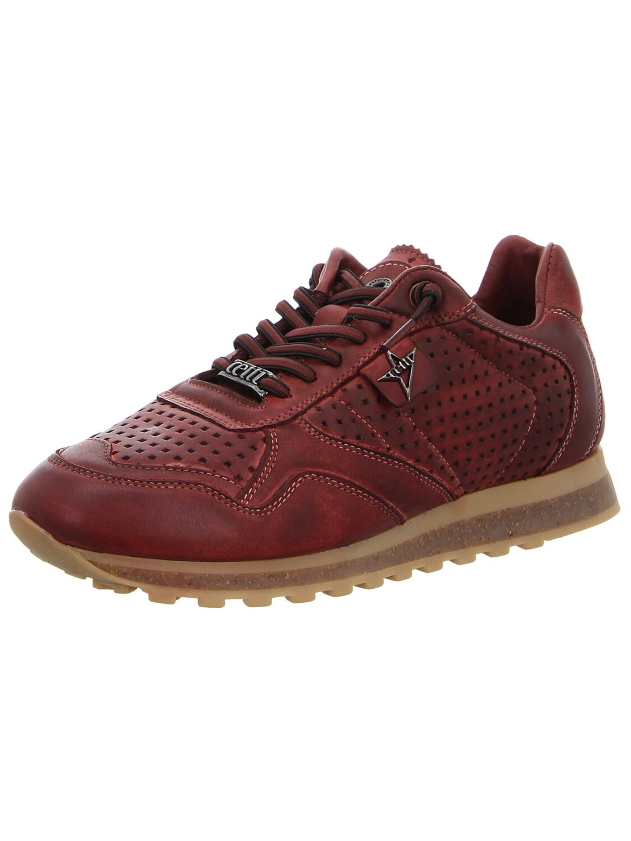 Cetti Sportlicher Schnürschuh 'Herren Sneaker C848 USED TIN BURDEOS Echt Leder in bordeaux' in Rot: Vorderseite