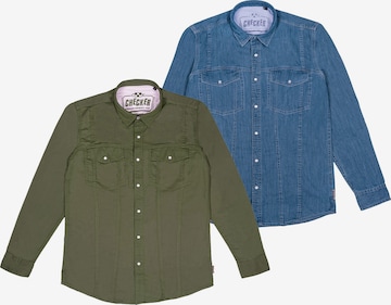 Checker Regular fit Button Up Shirt ' Dynasty Denim ' in Blue: front