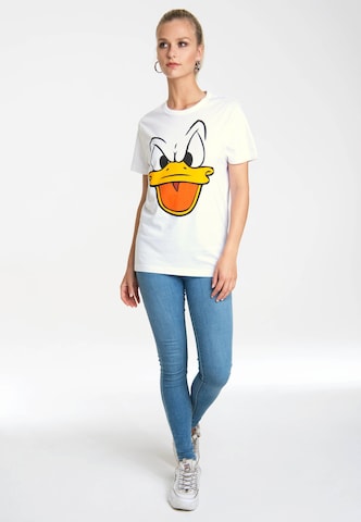 LOGOSHIRT Shirt 'Donald Duck – Face' in White