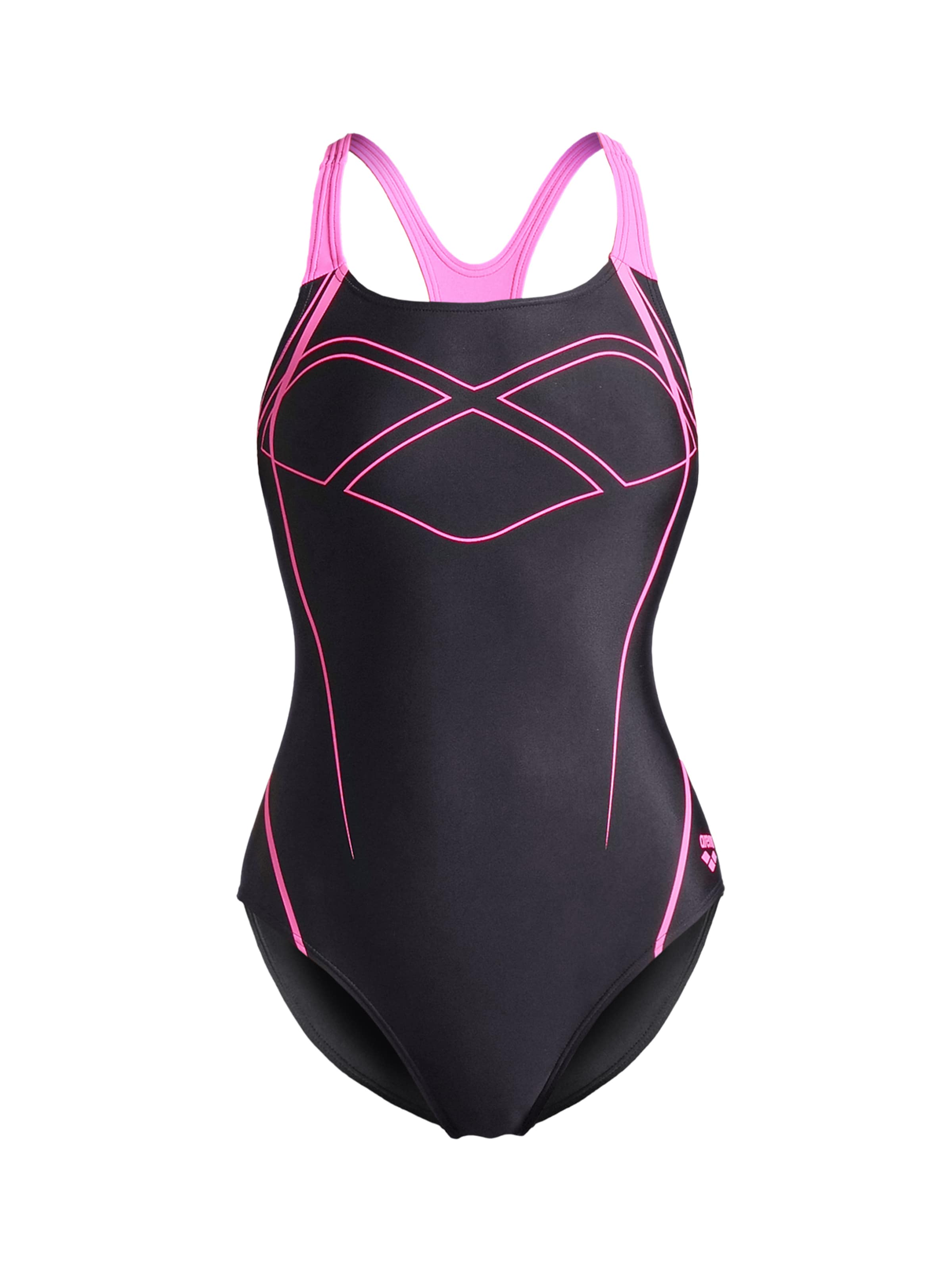 Costum de baie întreg 'Graphic Pro Back' ARENA pe roz / negru, Vizualizare produs