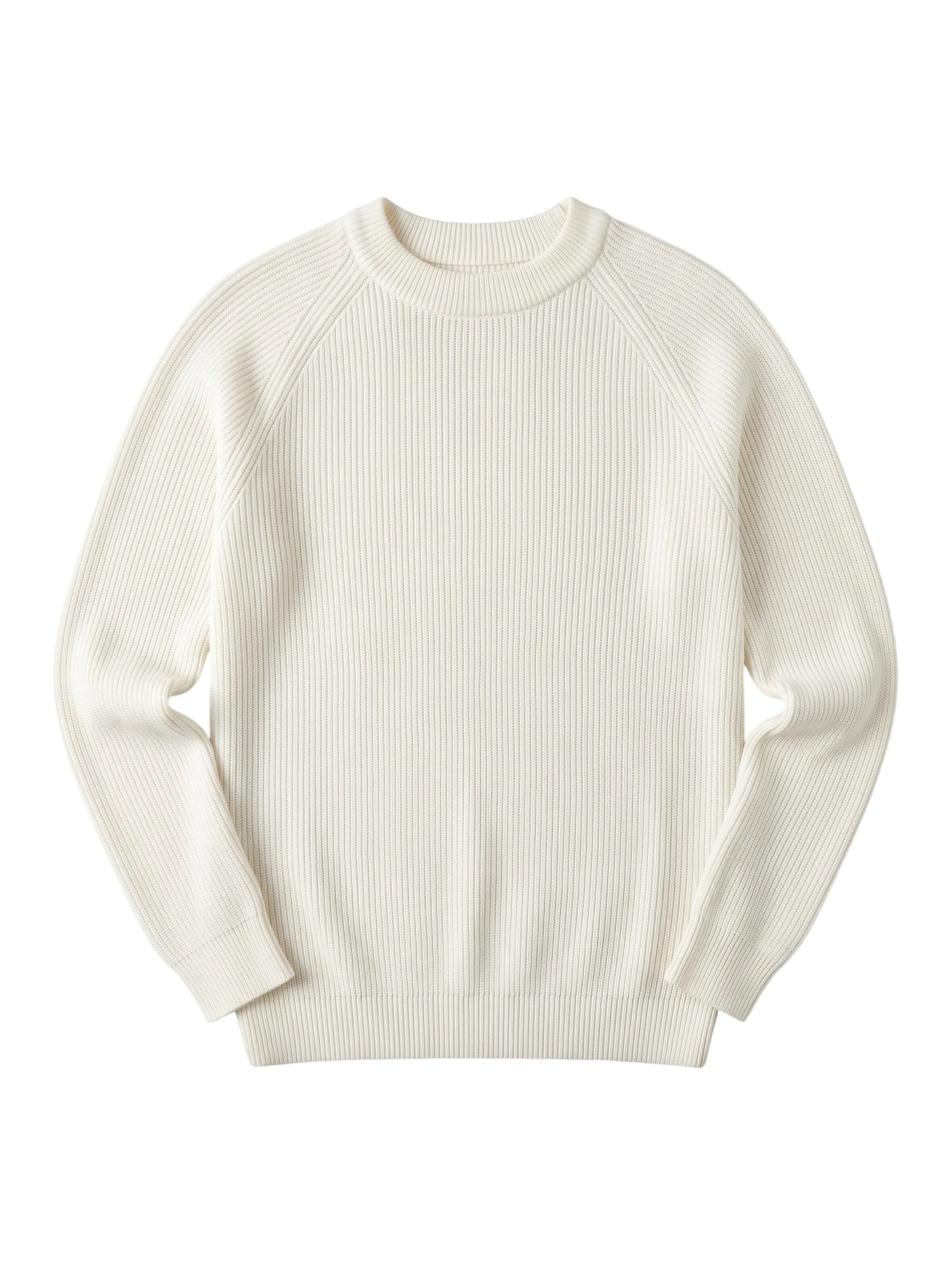 Pull-over 'Slim Fit Thin Knit Sweater - Ecru' Kleidermafia en beige : devant