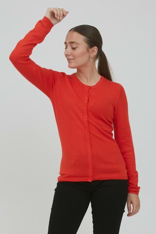 ICHI Knit Cardigan in Orange: front