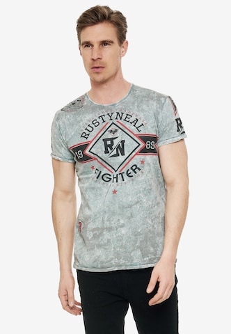 Rusty Neal T-Shirt Crewneck mit coolem Print in Grau: predná strana