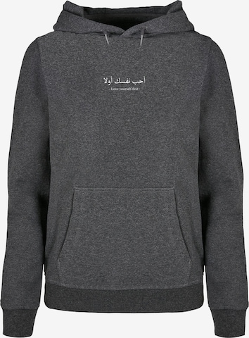 Merchcode Sweatshirt 'Love Yourself First' in Grau: predná strana
