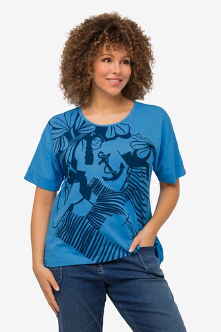 T-shirt Ulla Popken en bleu : devant