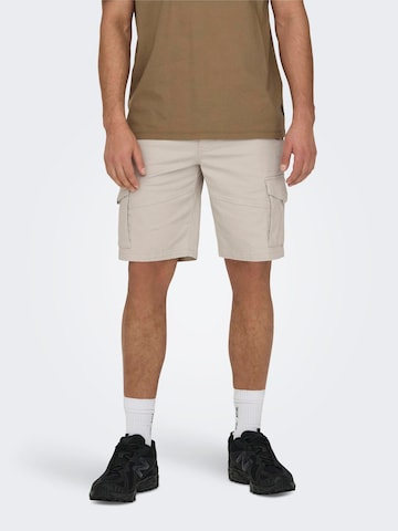 Only & Sons Regular Cargo Pants 'Dean-Mike' in Beige: front