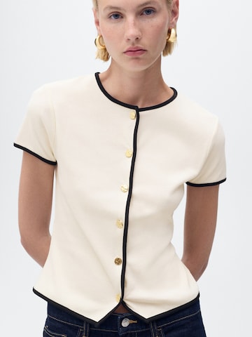 MANGO Gebreid vest 'PORTBI' in Beige: voorkant