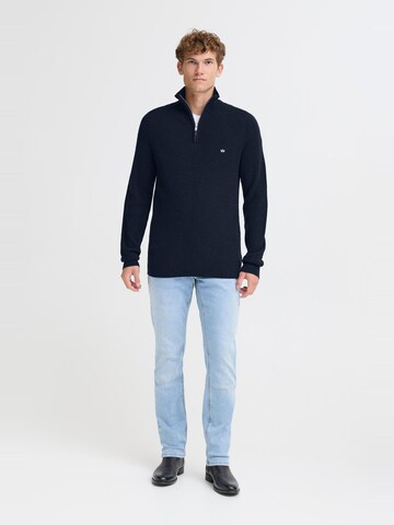 Kronstadt Sweater ' KSDoors half Zip ' in Blue