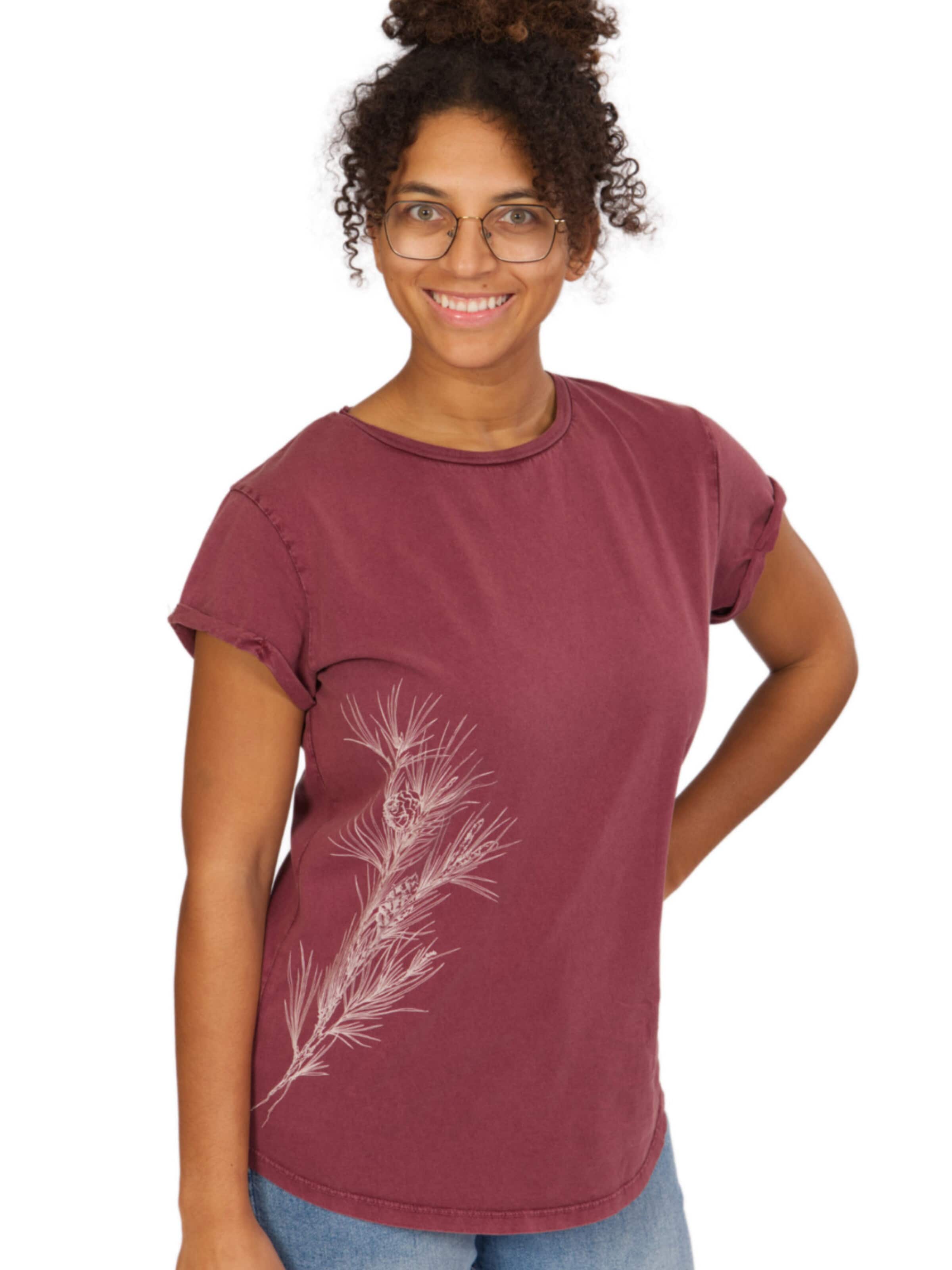Life-Tree Shirt 'Shirt "Fairwear Orgnic" Pine Branch' in Red: front