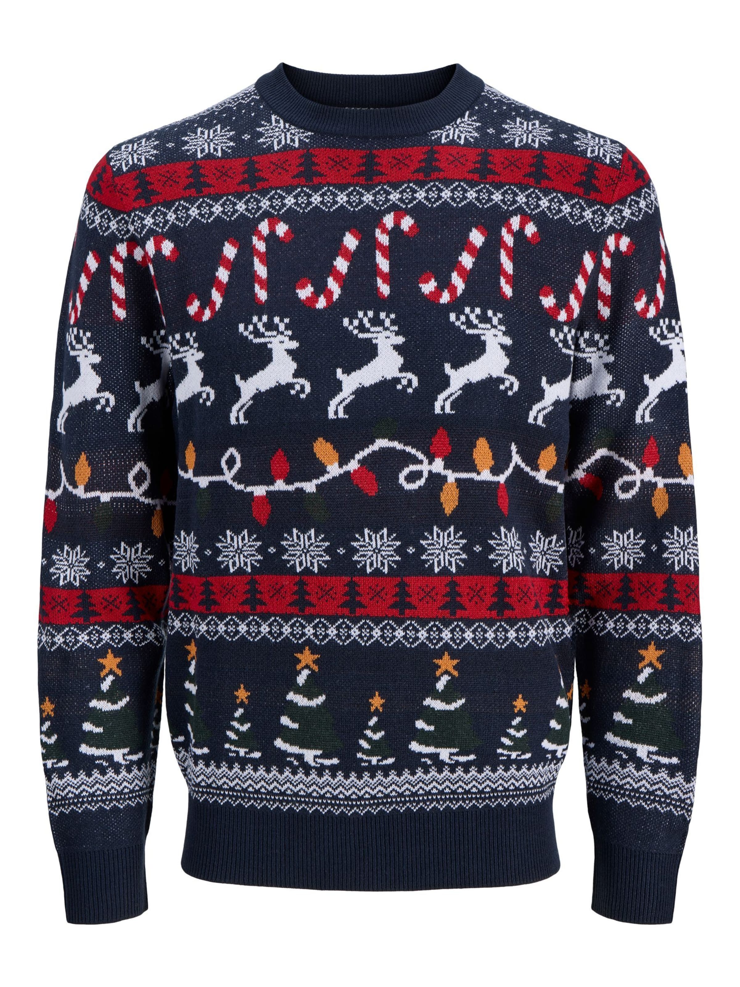 JACK & JONES Svetr 'JJXmas Santa' – modrá: přední strana
