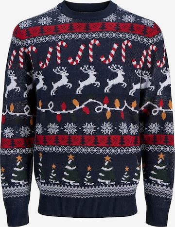 zils JACK & JONES Džemperis 'JJXmas Santa': no priekšpuses