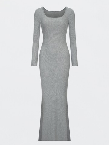 cfab (formerly creamy fabrics) Jurk 'Ribbed Long Sleeve Maxikleid' in Grijs: voorkant