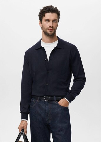 MANGO MAN Knit Cardigan 'Willyo' in Blue: front