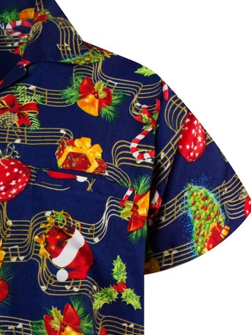 Regular fit Camicia 'Christmas Music' di King Kameha in blu
