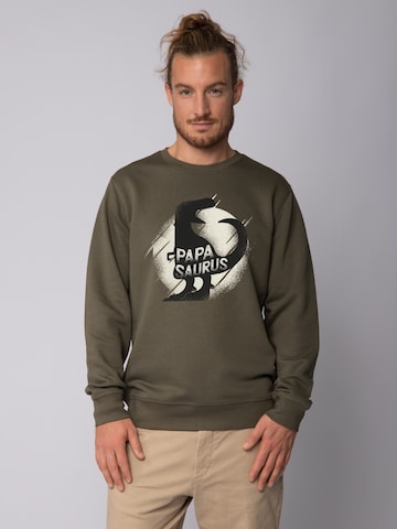 Sweat-shirt ' Papasaurus ' Watapparel en vert : devant