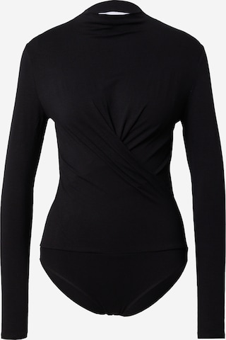 NU-IN Shirt Bodysuit in Black: front