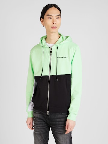 ANTONY MORATO Zip-Up Hoodie in Green: front